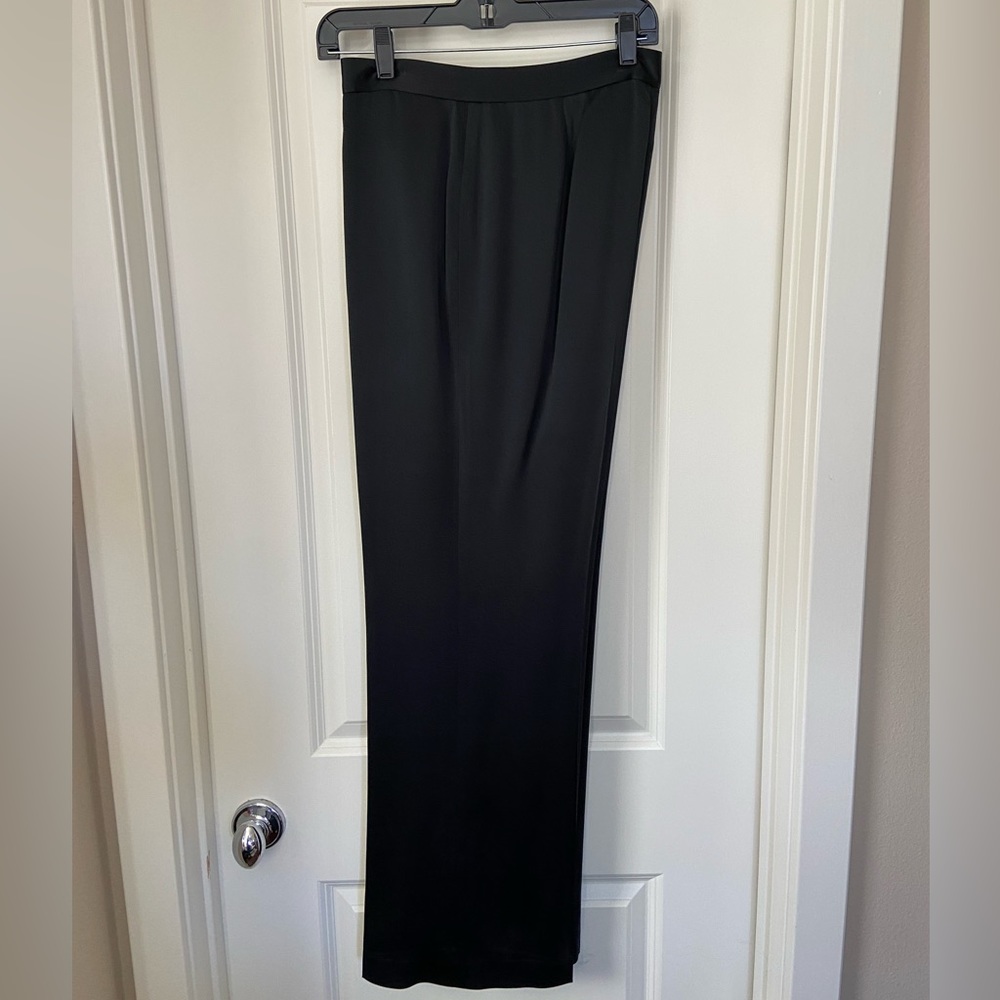 DANA BUCHMAN Vintage Silk Tuxedo Pants, Black, Size 12